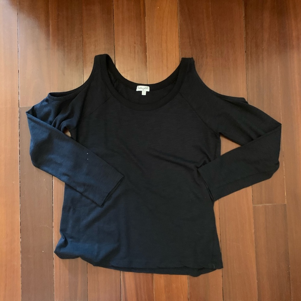 Splendid Black Cold Shoulder Top